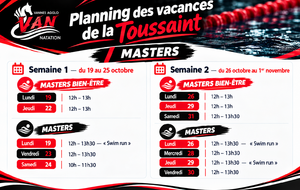 🏊 VACANCES DE LA TOUSSAINT 2026 – PLANNING MASTERS