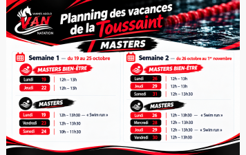 🏊 VACANCES DE LA TOUSSAINT 2026 – PLANNING MASTERS